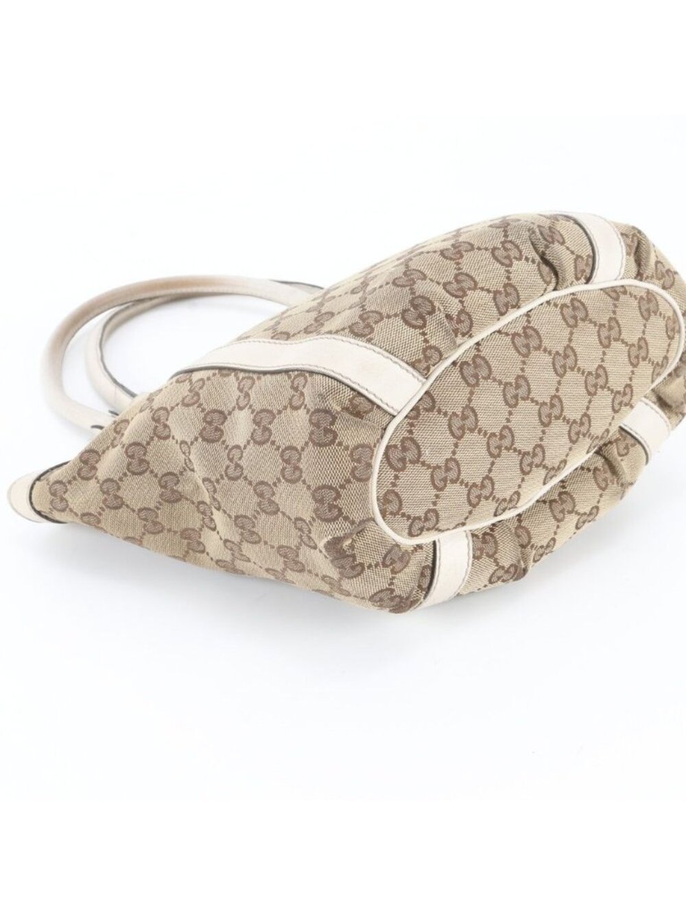 Gucci GG Canvas Abbey Leather Tote Bag Shoulder Hand Gold - Picture 5 of 9
